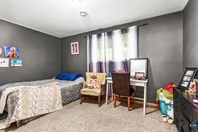 1464 Heather Ln, Cromwell, MN 55726 - bedroom with carpet flooring, a textured ceiling, and an office area