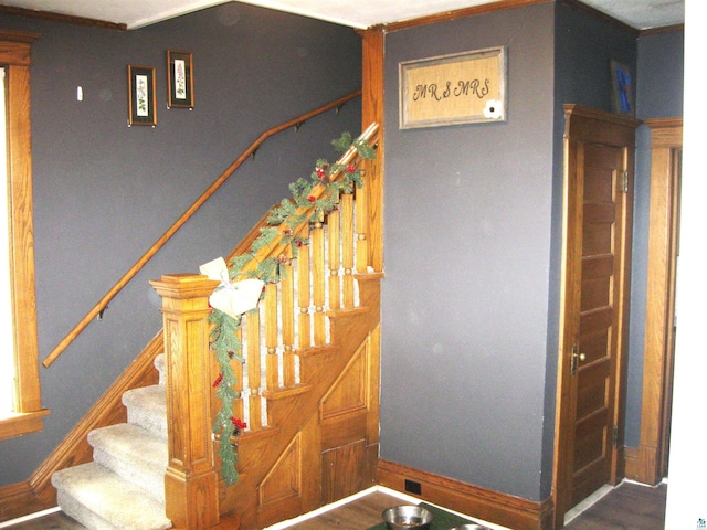 627 4th St, Proctor, MN 55810 - staircase with baseboards and wood finished floors