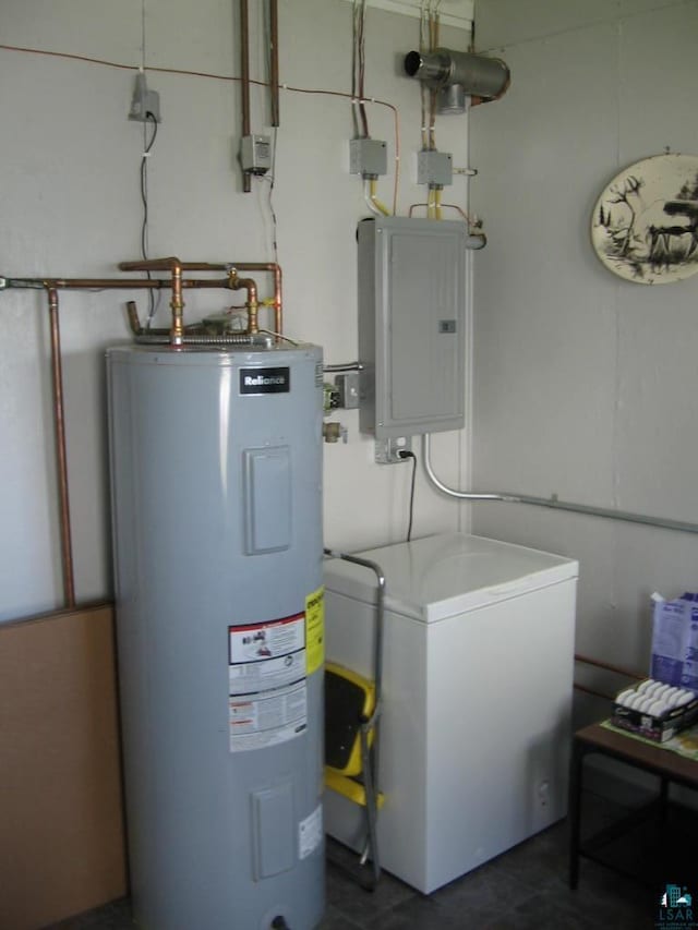 421 E Chapman St, Ely, MN 55731 - utilities with water heater, electric panel, and washer / clothes dryer