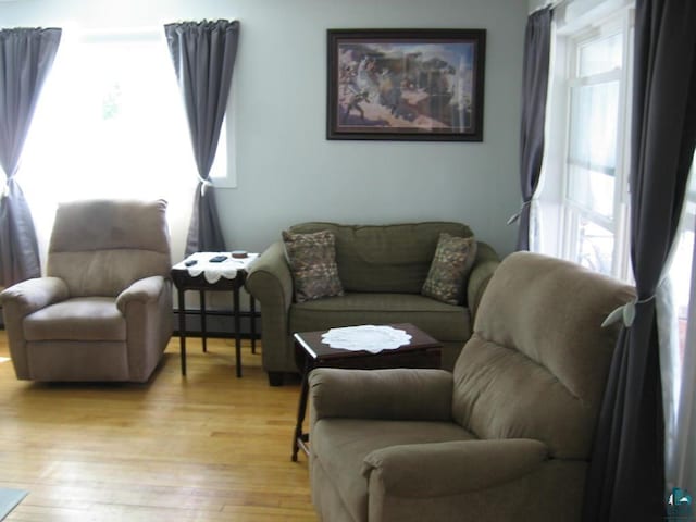 421 E Chapman St, Ely, MN 55731 - living room with light wood-type flooring and baseboard heating