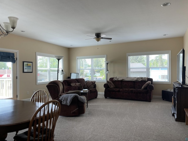 126 W Bayfield St Unit 204, Washburn, WI 54891 - carpeted living room featuring ceiling fan and recessed lighting