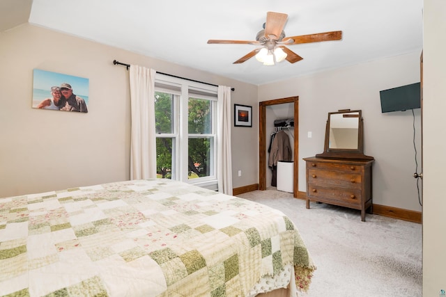 324 W Wabasha St, Duluth, MN 55803 - bedroom featuring light colored carpet, a spacious closet, a ceiling fan, and a closet