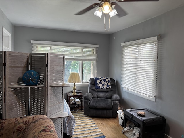 403 E Camp St, Ely, MN 55731 - living area featuring a ceiling fan and wood finished floors