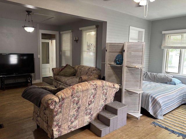 403 E Camp St, Ely, MN 55731 - living room featuring wood finished floors and a ceiling fan