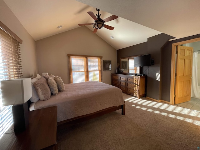 36 N 2nd St Unit 6, Bayfield, WI 54814 - bedroom with lofted ceiling, light colored carpet, and a ceiling fan