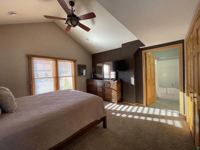 36 N 2nd St Unit 6, Bayfield, WI 54814 - bedroom featuring lofted ceiling, light carpet, and a ceiling fan