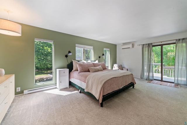 4921 W Pioneer Rd, Duluth, MN 55803 - bedroom featuring access to exterior, light carpet, and a wall mounted AC