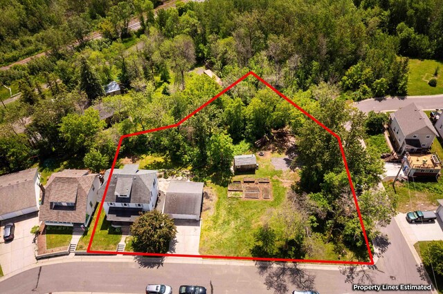 7 Marine Ct, Duluth, MN 55808 - aerial perspective of suburban area with property parcel outlined