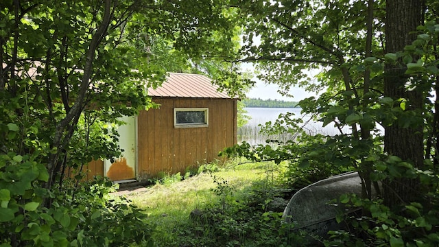 XX3 Sugar Bush Trl, Orr, MN 55771 - view of shed with a water view