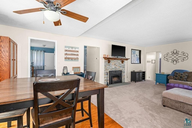 2025 E 8th St, Duluth, MN 55812 - dining room featuring ceiling fan and a fireplace