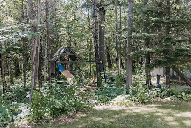 27 Ryan Ln, Esko, MN 55733 - view of yard with a playground and a wooded view