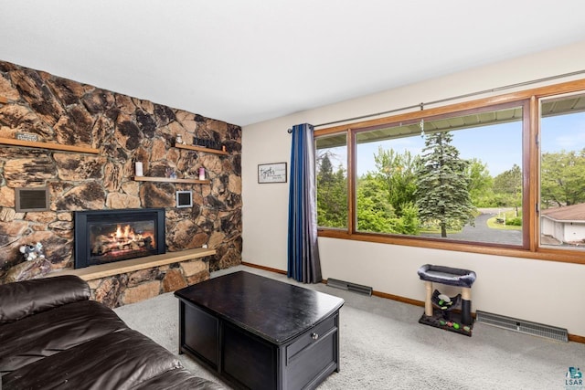 4750 Morris Thomas Rd, Hermantown, MN 55811 - living area with a fireplace and carpet flooring