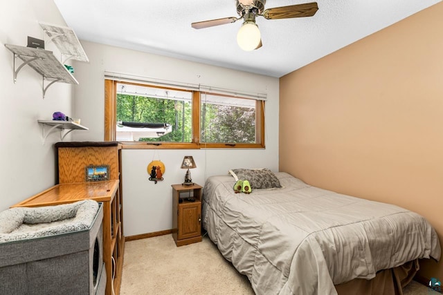 4750 Morris Thomas Rd, Hermantown, MN 55811 - bedroom with light carpet and a ceiling fan