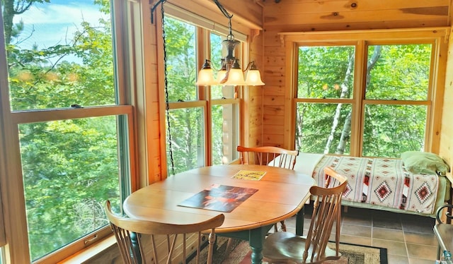 2357 Retreat Lodge Rd, Cook, MN 55723 - dining area with plenty of natural light, tile patterned flooring, and wooden walls