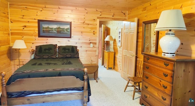 2357 Retreat Lodge Rd, Cook, MN 55723 - bedroom featuring wooden walls, carpet floors, and wooden ceiling