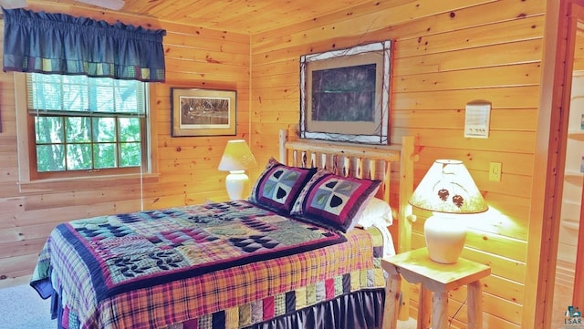 2357 Retreat Lodge Rd, Cook, MN 55723 - bedroom with wooden walls and wood ceiling