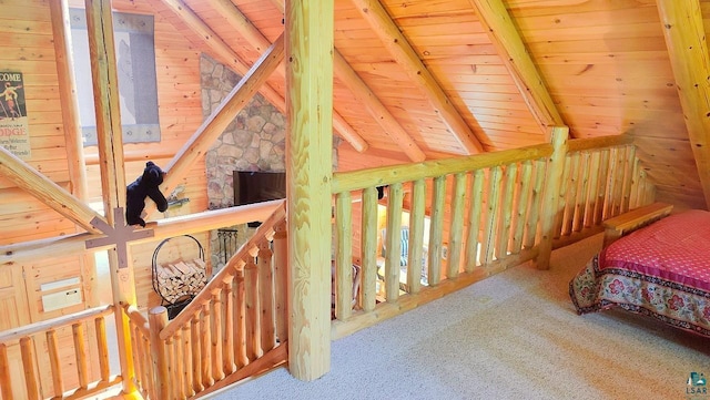 2357 Retreat Lodge Rd, Cook, MN 55723 - carpeted bedroom featuring wood ceiling