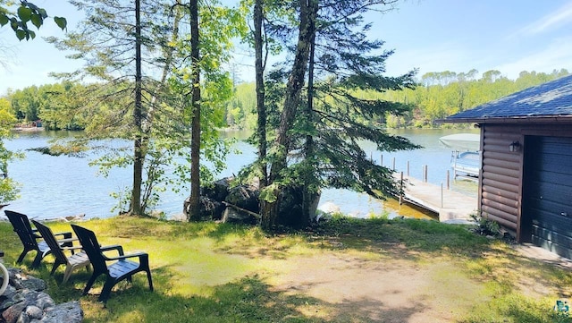2357 Retreat Lodge Rd, Cook, MN 55723 - view of yard featuring a water view, a dock, and a wooded view
