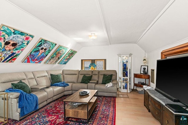 2319 E 4th St, Duluth, MN 55812 - living area featuring light wood-style flooring and vaulted ceiling
