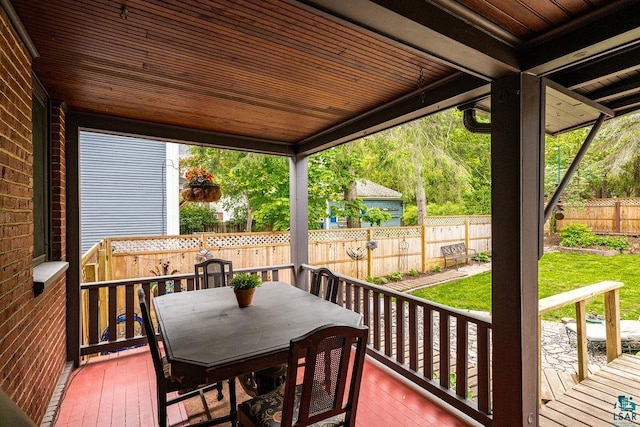 2319 E 4th St, Duluth, MN 55812 - wooden deck with a fenced backyard and outdoor dining space