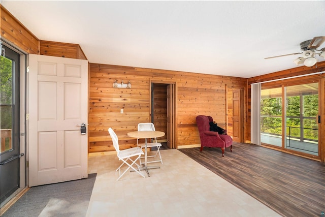 1612 Pequaywan Lake Rd, Ault, MN 55602 - living area featuring plenty of natural light, wooden walls, and ceiling fan