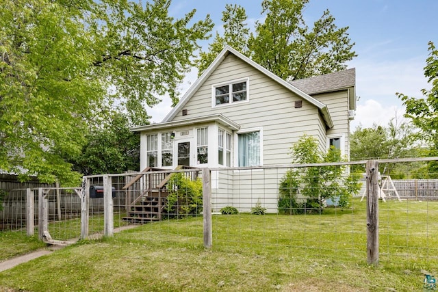 3801 W 5th St, Duluth, MN 55807 - view of front facade featuring a deck, roof with shingles, and stairway