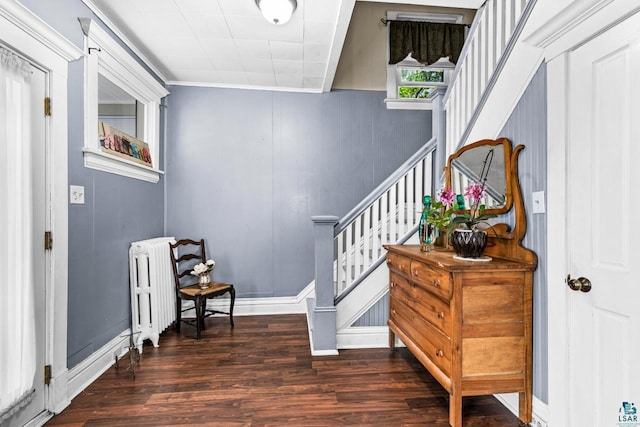 3801 W 5th St, Duluth, MN 55807 - entrance foyer with wood finished floors, stairway, and radiator heating unit