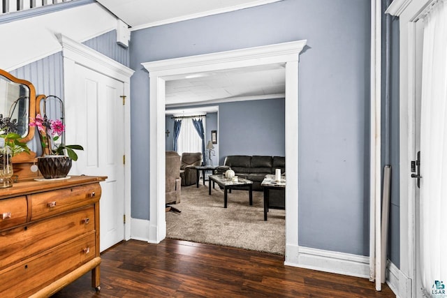 3801 W 5th St, Duluth, MN 55807 - hall with ornamental molding and dark wood finished floors