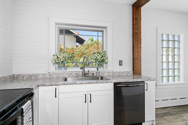 996 85th Ave W, Duluth, MN 55808 - kitchen featuring dishwashing machine, baseboard heating, healthy amount of natural light, and wood finished floors