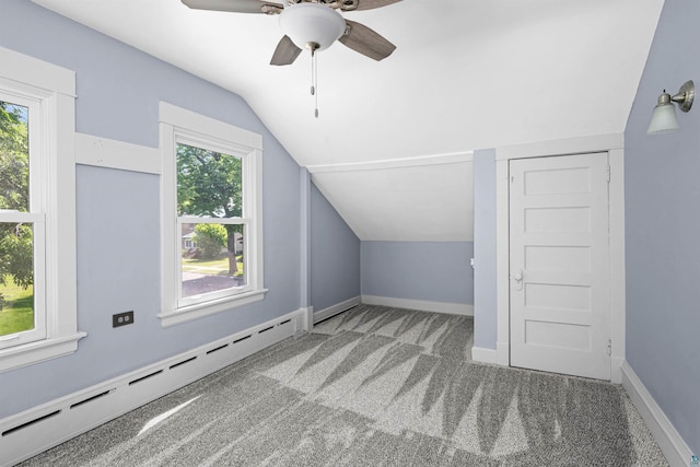 996 85th Ave W, Duluth, MN 55808 - bonus room with a baseboard radiator, vaulted ceiling, carpet flooring, and a ceiling fan