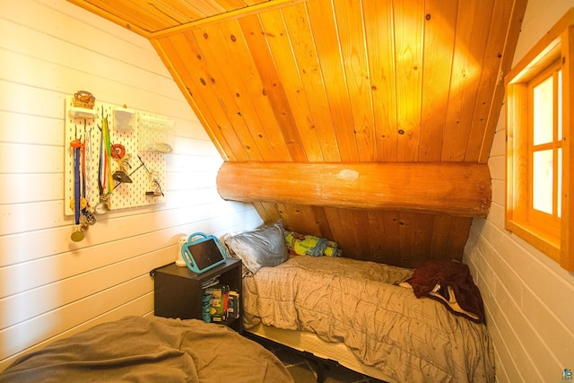 2338 Olson Rd, Carlton, MN 55718 - bedroom featuring wood ceiling and wood walls