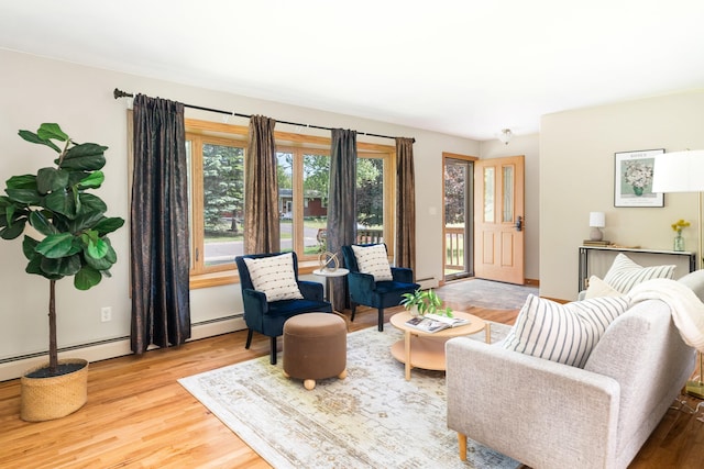 318 Marshall St, Duluth, MN 55803 - living room featuring wood finished floors and a baseboard heating unit