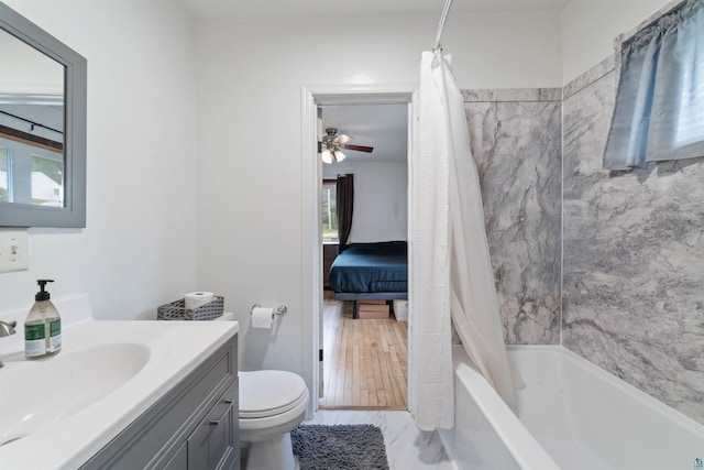 2420 Piedmont Ave, Duluth, MN 55811 - ensuite bathroom with shower / bath combo, vanity, and a ceiling fan