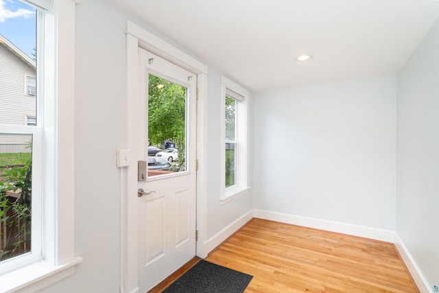 41 Cato Ave, Duluth, MN 55808 - entryway with light wood-style flooring and recessed lighting