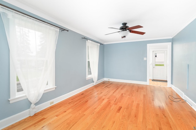 41 Cato Ave, Duluth, MN 55808 - empty room featuring crown molding, ceiling fan, and light wood-style flooring