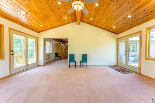 1475 Echo Trl, Ely, MN 55731 - unfurnished room with wood ceiling, carpet, plenty of natural light, lofted ceiling, and recessed lighting