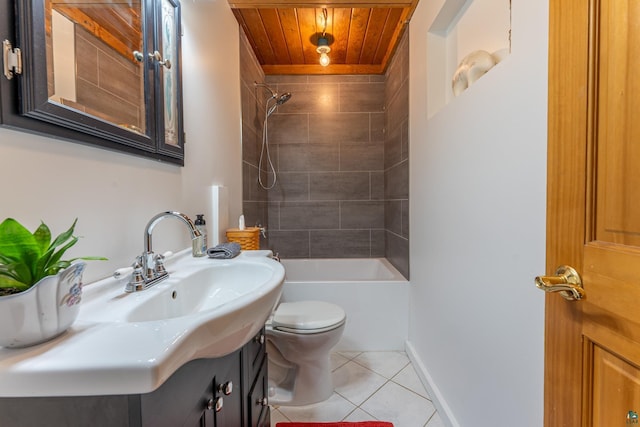 1475 Echo Trl, Ely, MN 55731 - full bathroom featuring tile patterned flooring, vanity, washtub / shower combination, and wooden ceiling