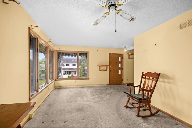 5525 Highland St, Duluth, MN 55807 - unfurnished room with a textured ceiling, carpet floors, and a ceiling fan