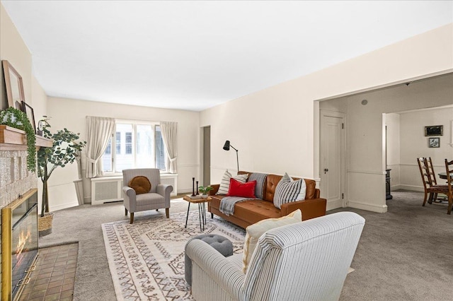 2807 E 2nd St, Duluth, MN 55812 - living area featuring carpet floors and a fireplace