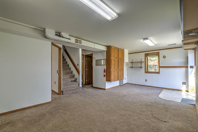 4128 Gladstone St, Duluth, MN 55804 - below grade area featuring light colored carpet and stairs