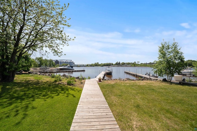 524 Marina Dr Unit 524, Superior, WI 54880 - dock featuring a water view and a lawn