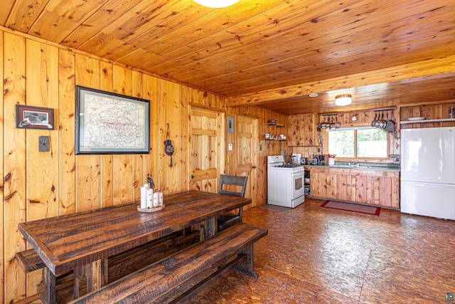 14575 Jackpine Trl, Ely, MN 55731 - dining room with wooden ceiling and wood walls