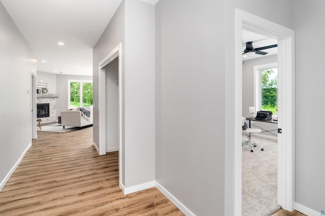 5122 Hermantown Rd Unit 5122, Hermantown, MN 55810 - hall with recessed lighting, light wood-style floors, and an office area