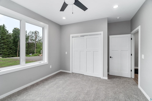 5122 Hermantown Rd Unit 5122, Hermantown, MN 55810 - unfurnished bedroom with carpet floors, a closet, ceiling fan, and recessed lighting