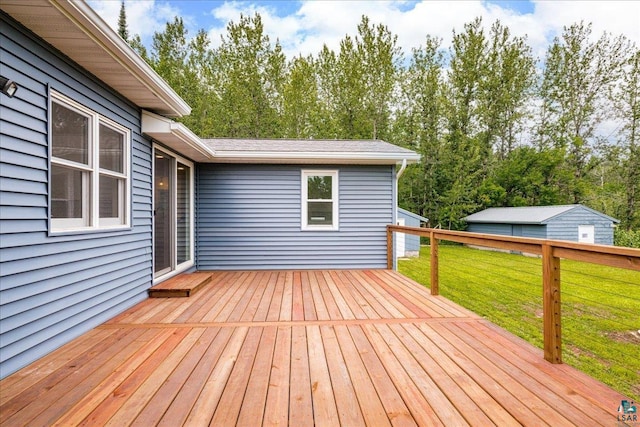 4414 Midway Rd, Hermantown, MN 55811 - wooden deck featuring a lawn