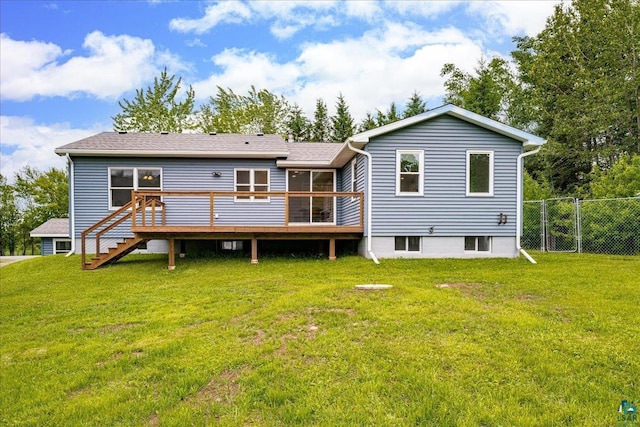 4414 Midway Rd, Hermantown, MN 55811 - rear view of property featuring a wooden deck and stairs