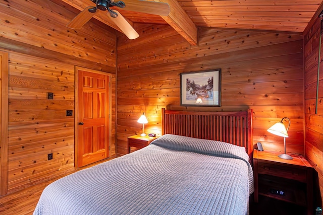 3206 Shady Rst, Ely, MN 55731 - bedroom featuring wood walls, a relaxing sauna, and wood ceiling