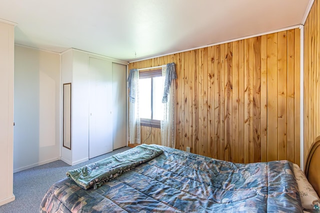 53 Dogwood Blvd, Babbitt, MN 55706 - bedroom featuring carpet flooring and wood walls