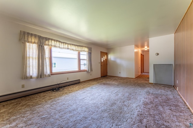 8702 Sock Lake Rd, Babbitt, MN 55706 - unfurnished living room with carpet and baseboard heating