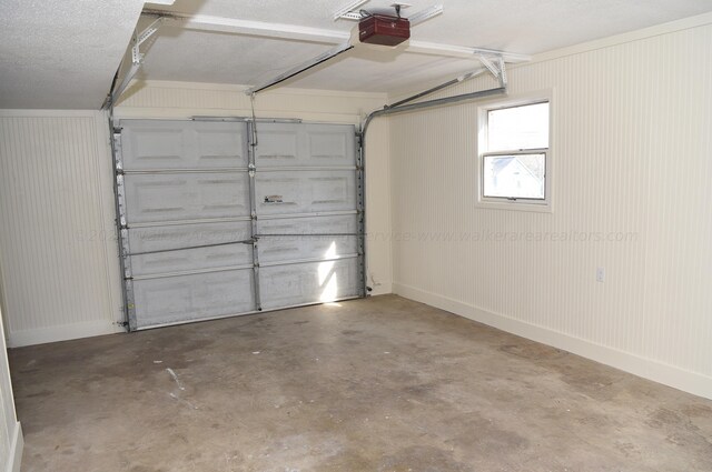 garage with a garage door opener